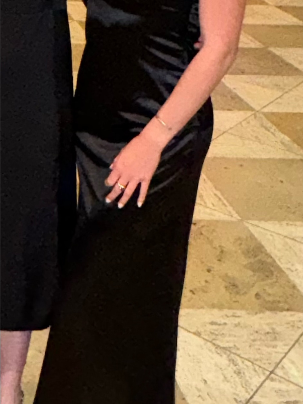 Elegant Black Satin Evening Dress Open Back